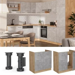 Vicco Meuble bas sous-évier Béton 80cm PT Marbre