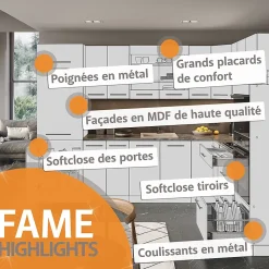 Vicco Meuble bas sous-évier Blanc campagne 80cm , PT Anthracite