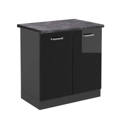 Vicco Meuble bas sous-évier Noir Haute brillance 80cm , PT Anthracite
