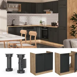 Vicco Meuble bas sous-évier Anthracite campagne 80cm , PT Anthracite