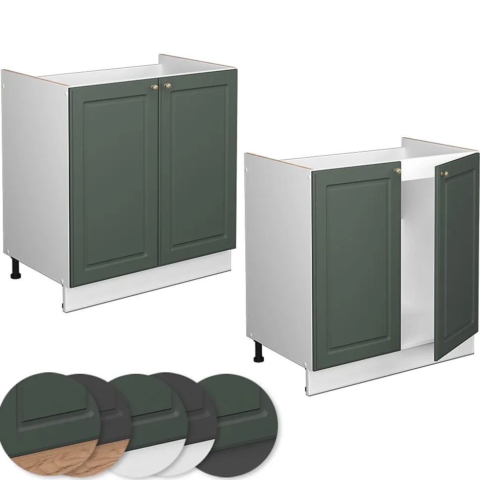 Vicco Meuble bas sous-évier Vert Or Campagne 80cm sans PT