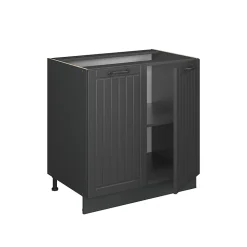 Vicco Meuble bas sous-évier Gris foncé 80cm avec étagère, sans PT