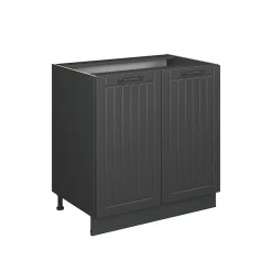 Vicco Meuble bas sous-évier Gris foncé 80cm avec étagère, sans PT