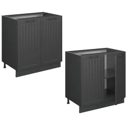 Vicco Meuble bas sous-évier Gris foncé 80cm avec étagère, sans PT