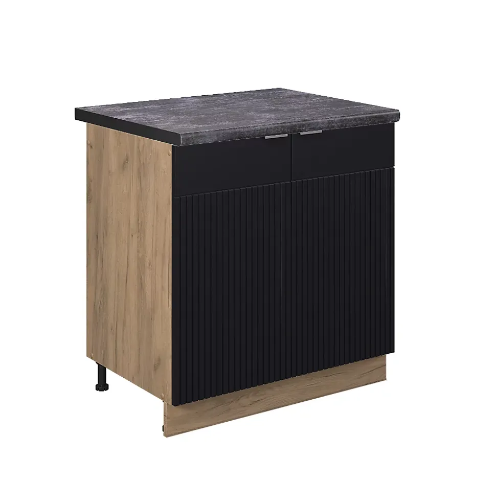 Vicco Meuble bas sous-évier Noir rayé 80cm , PT Anthracite