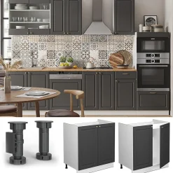 Vicco Meuble bas sous-évier Anthracite-or 80cm sans PT