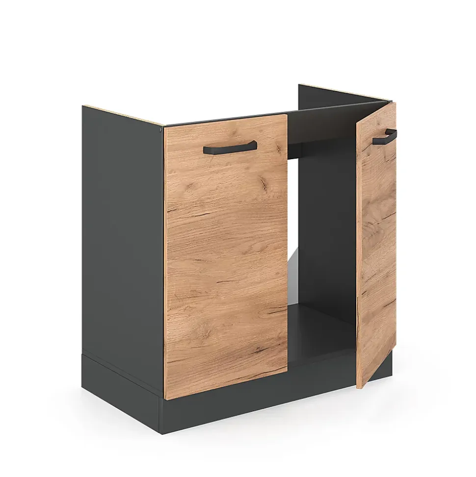 Vicco Meuble bas sous-évier Chêne de force doré 80cm , PT Anthracite