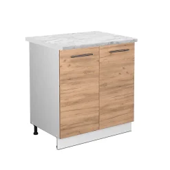 Vicco Meuble bas sous-évier Chêne de force doré 80cm , PT Marbre