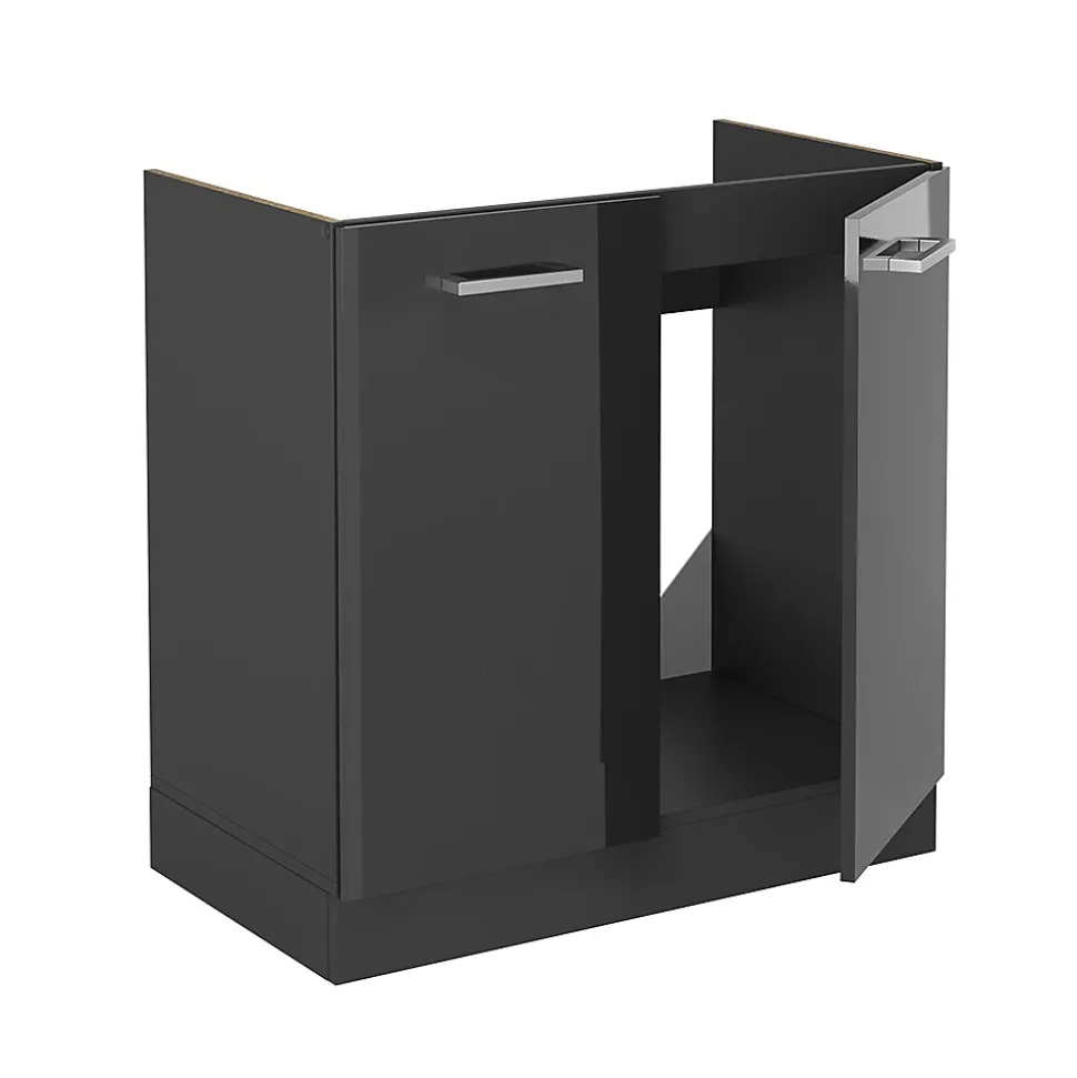 Vicco Meuble bas sous-évier Anthracite Haute brillance 80cm PT Marbre