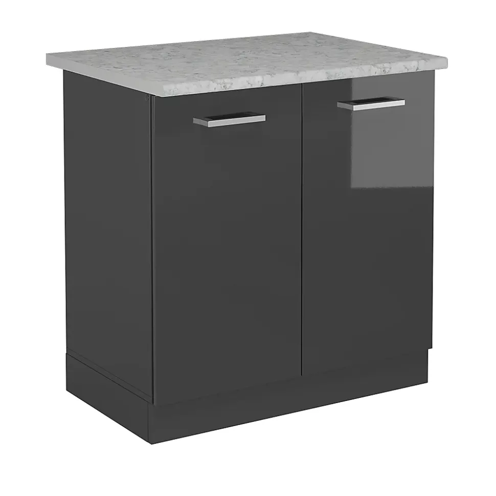 Vicco Meuble bas sous-évier Anthracite Haute brillance 80cm PT Marbre