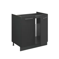 Vicco Meuble bas sous-évier Anthracite Haute brillance 80cm , PT Chêne