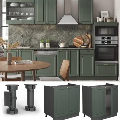 Vicco Meuble bas sous-évier Vert Or Campagne 80cm , PT Marbre