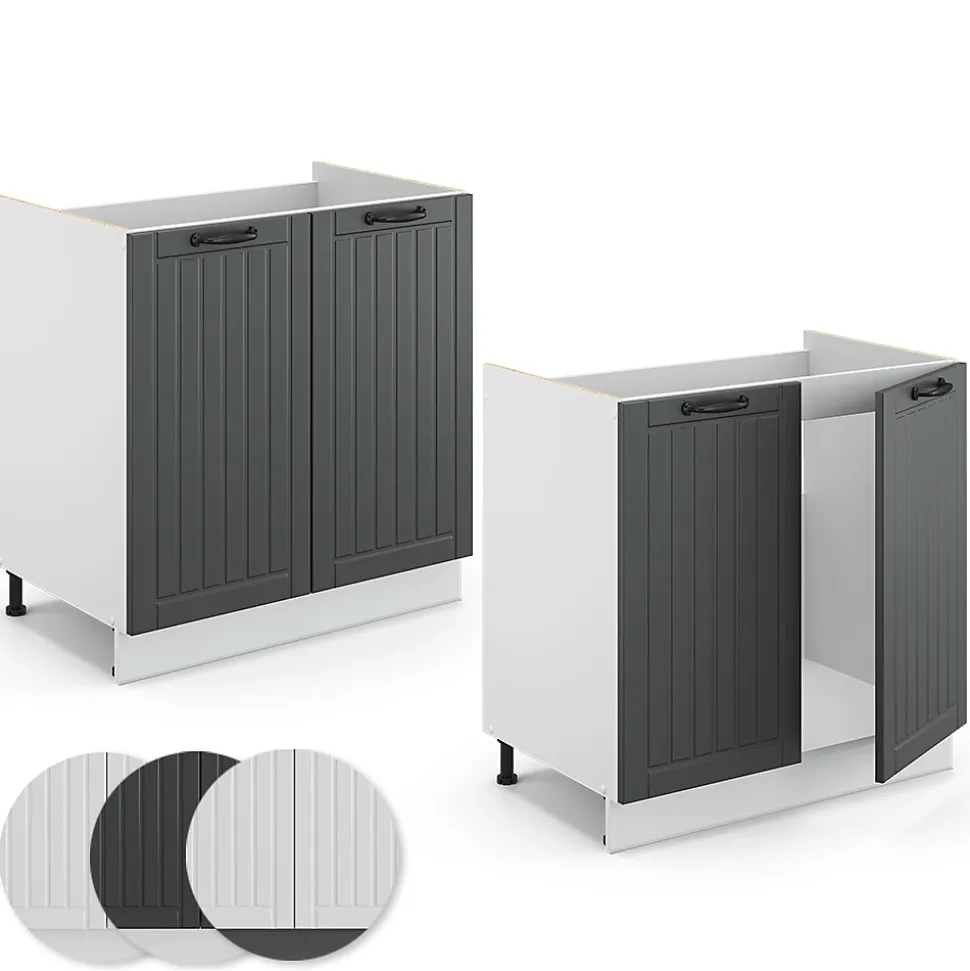 Vicco Meuble bas sous-évier Anthracite campagne 80cm , PT Anthracite