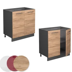 Vicco Meuble bas sous-évier Chêne de force doré 80cm avec étagère, sans PT