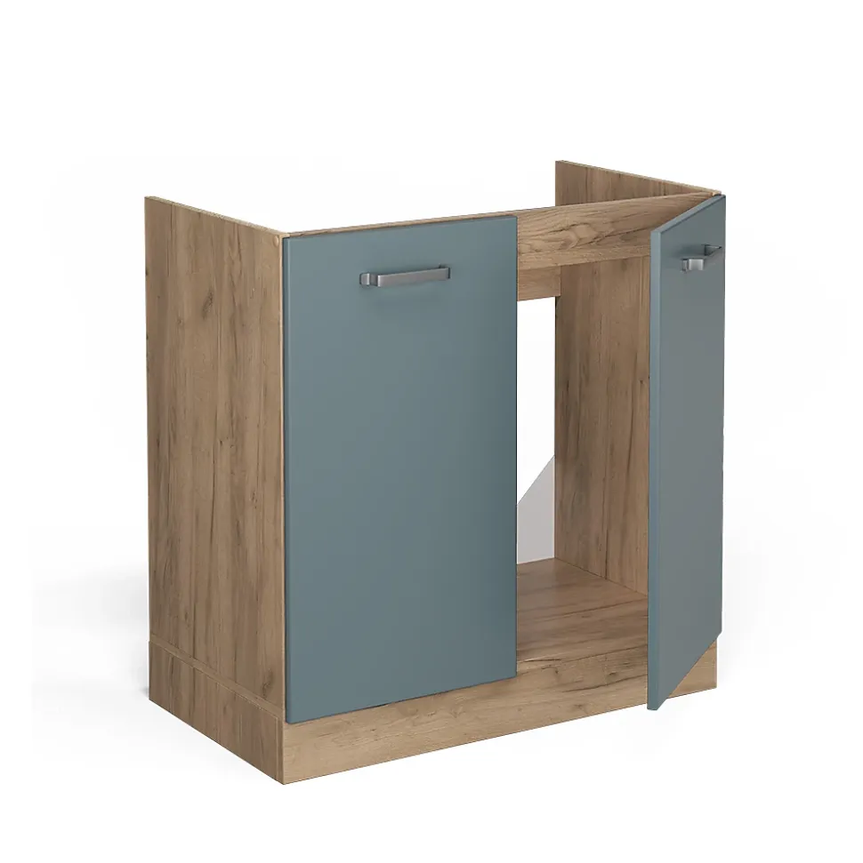 Vicco Meuble bas sous-évier Bleu-gris 80cm , PT Anthracite