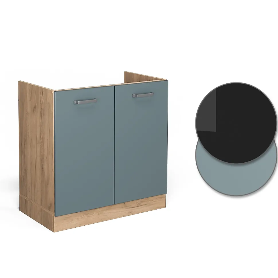 Vicco Meuble bas sous-évier Bleu-gris 80cm , PT Anthracite