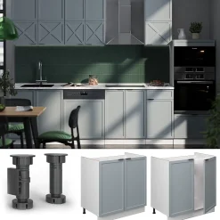 Vicco Meuble bas sous-évier Bleu clair-gris 80cm , PT Anthracite