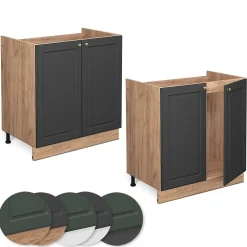 Vicco Meuble bas sous-évier Anthracite-or 80cm sans PT