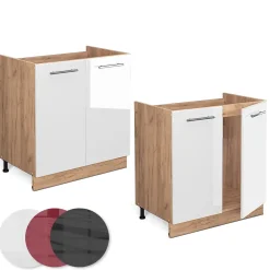 Vicco Meuble bas sous-évier Blanc Haute brillance 80cm sans PT