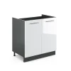 Vicco Meuble bas sous-évier Blanc Haute brillance 80cm sans PT