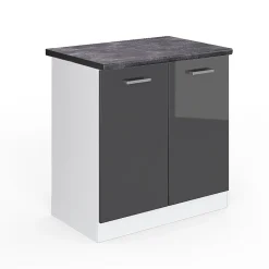 Vicco Meuble bas sous-évier Anthracite Haute brillance 80cm , PT Anthracite