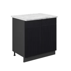 Vicco Meuble bas sous-évier Noir rayé 80cm , PT Marbre