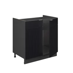 Vicco Meuble bas sous-évier Noir rayé 80cm , PT Marbre