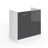 Vicco Meuble bas sous-évier Anthracite Haute brillance 80cm sans PT