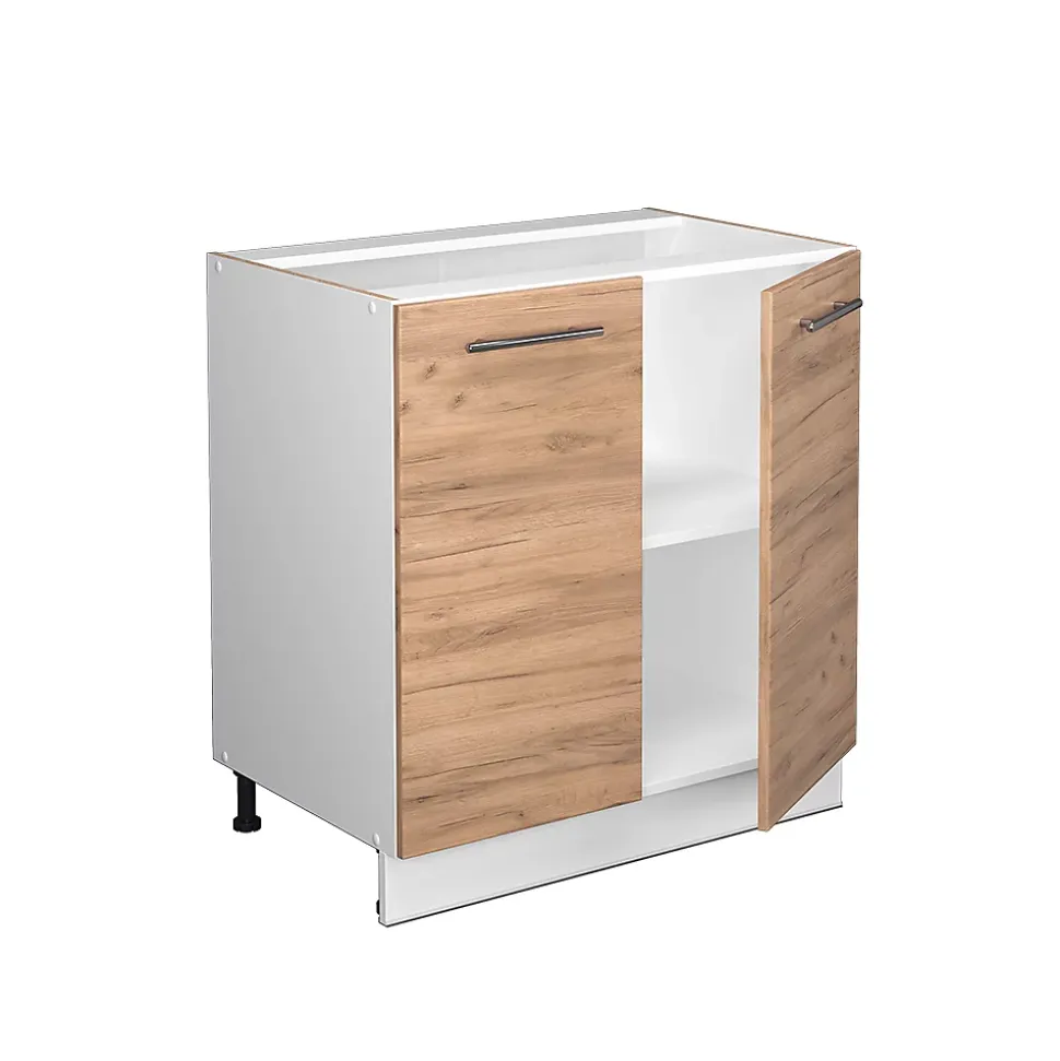 Vicco Meuble bas sous-évier Chêne de force doré 80cm avec étagère, sans PT