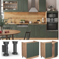 Vicco Meuble bas sous-évier Vert Or Campagne 80cm sans PT