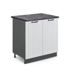 Vicco Meuble bas sous-évier Blanc campagne 80cm avec étagère, PT Anthracite