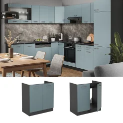 Vicco Meuble bas sous-évier Bleu-gris 80cm sans PT
