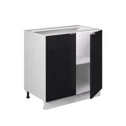 Vicco Meuble bas sous-évier Noir rayé 80cm avec étagère, PT Chêne