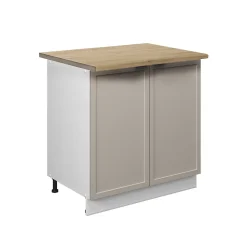 Vicco Meuble bas sous-évier GrisBeige 80cm avec étagère, PT Chêne
