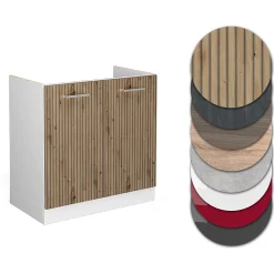 Vicco Meuble bas sous-évier Chêne Artisan 80cm , PT Marbre