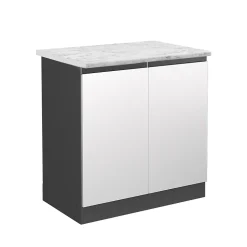 Vicco Meuble bas sous-évier Blanc 80cm PT Marbre