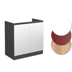 Vicco Meuble bas sous-évier Blanc 80cm PT Marbre