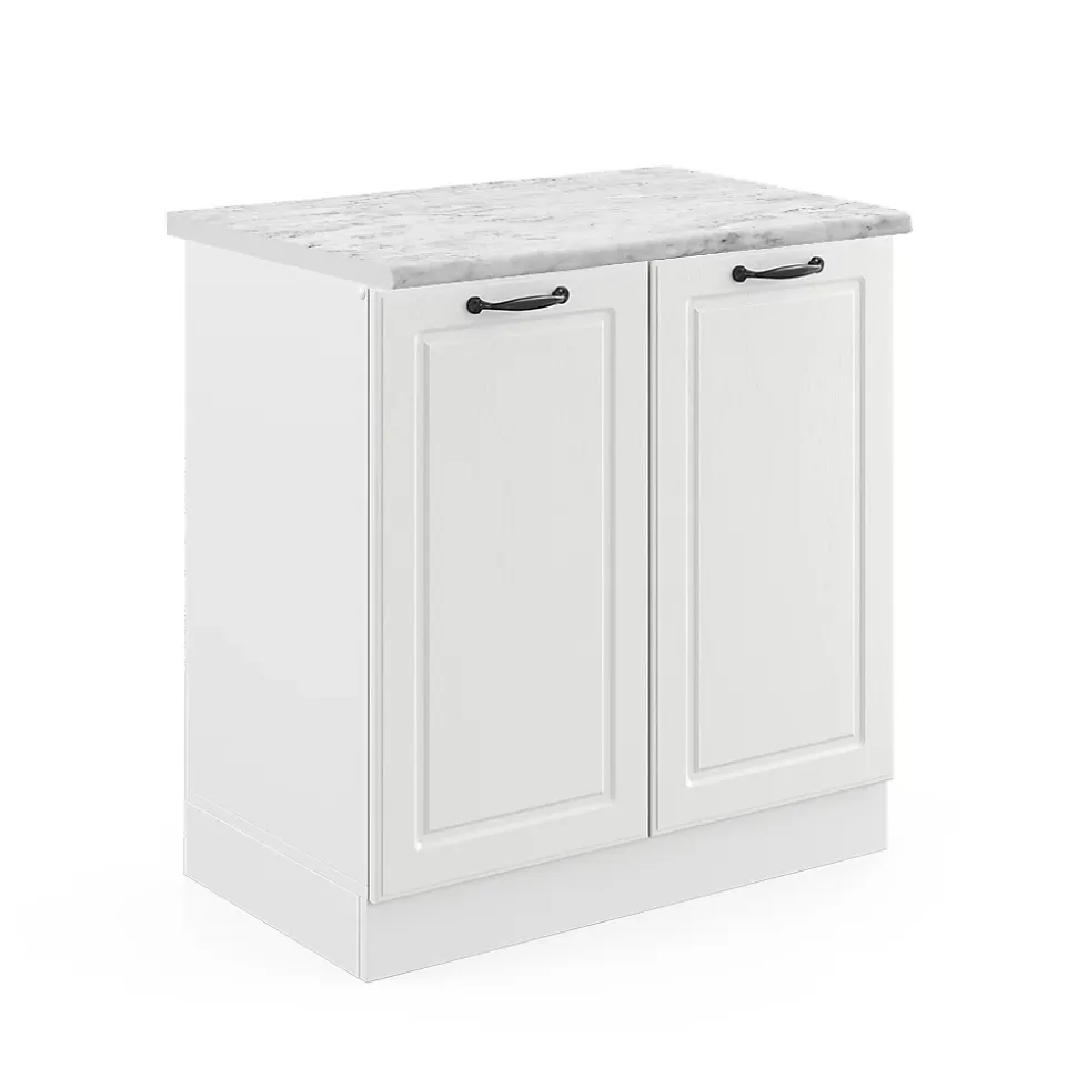 Vicco Meuble bas sous-évier Blanc campagne 80cm , PT Marbre