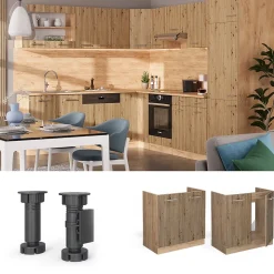 Vicco Meuble bas sous-évier Chêne Artisan 80cm PT Marbre