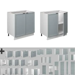 Vicco Meuble bas sous-évier Bleu clair-gris 80cm avec étagère, sans PT