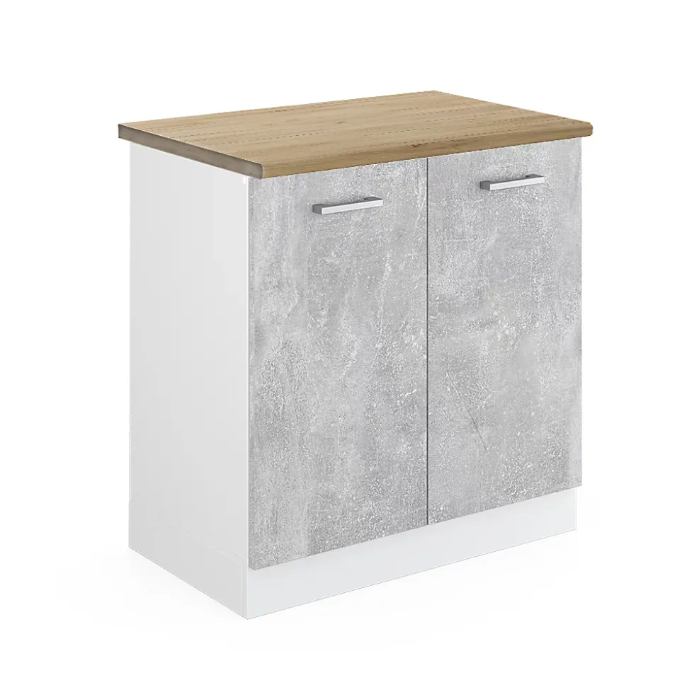 Vicco Meuble bas sous-évier Béton 80cm , PT Chêne