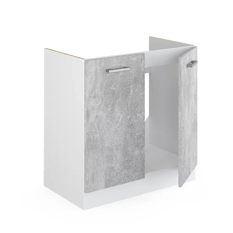 Vicco Meuble bas sous-évier Béton 80cm , PT Chêne