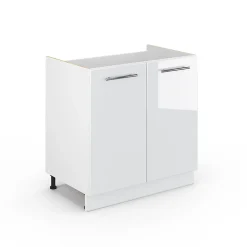 Vicco Meuble bas sous-évier Blanc Haute brillance 80cm sans PT
