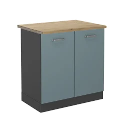 Vicco Meuble bas sous-évier Bleu-gris 80cm , PT Chêne