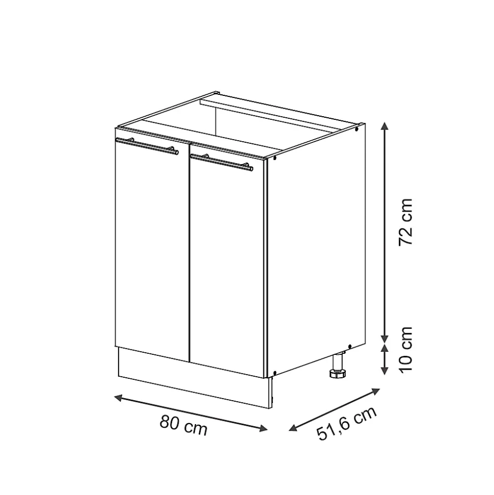 Vicco Meuble bas sous-évier Anthrazit-Gold Landhaus 80cm avec étagère, PT Chêne