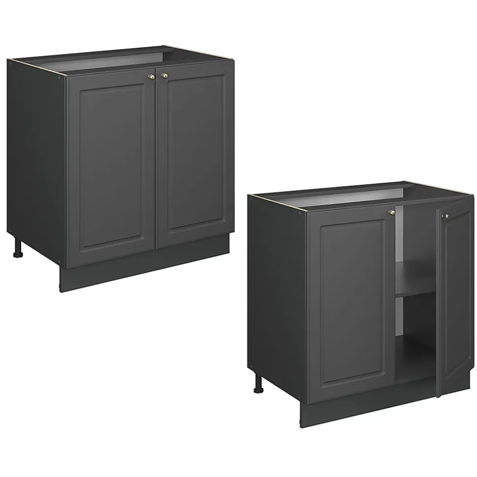 Vicco Meuble bas sous-évier Anthrazit-Gold Landhaus 80cm avec étagère, PT Chêne