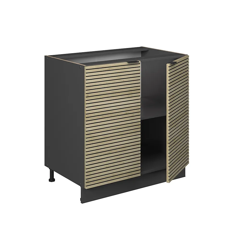 Vicco Meuble bas sous-évier Panneau en chêne 80cm avec étagère, PT Marbre