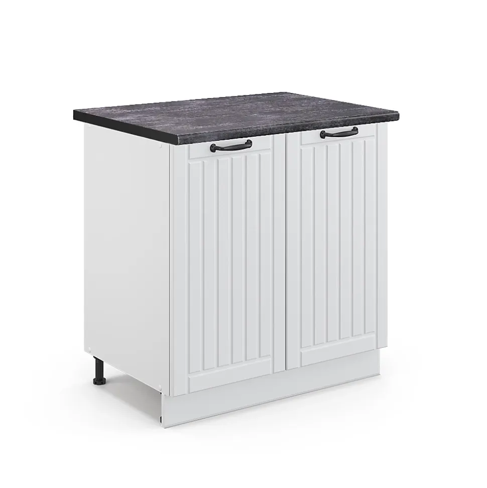 Vicco Meuble bas sous-évier Blanc campagne 80cm avec étagère, PT Anthracite
