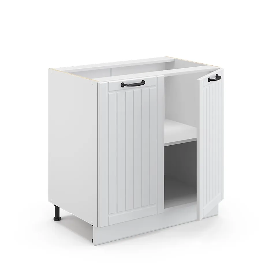 Vicco Meuble bas sous-évier Blanc campagne 80cm avec étagère, PT Anthracite