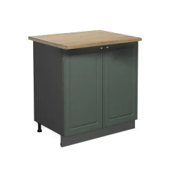 Vicco Meuble bas sous-évier Vert Or Campagne 80cm avec étagère, PT Chêne